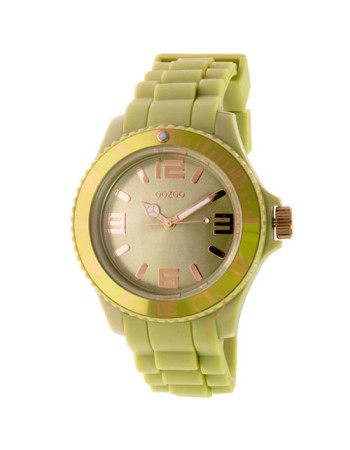 Ρολόι Oozoo Unisex 43mm RoseGold Bezel-Olive Rubber Strap - C4369