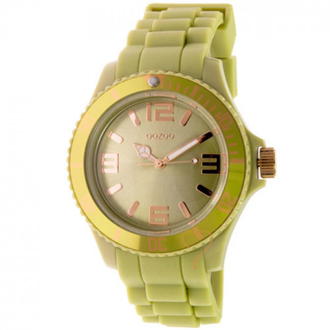 Ρολόι Oozoo Unisex 43mm RoseGold Bezel-Olive Rubber Strap - C4369