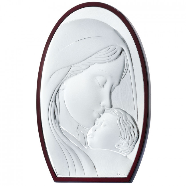 Εικόνα Μοντέρνα Παναγία-Χριστός Μπεζ Πλάτη Ασήμι 20x28 - MA-E902-2WH-20X28