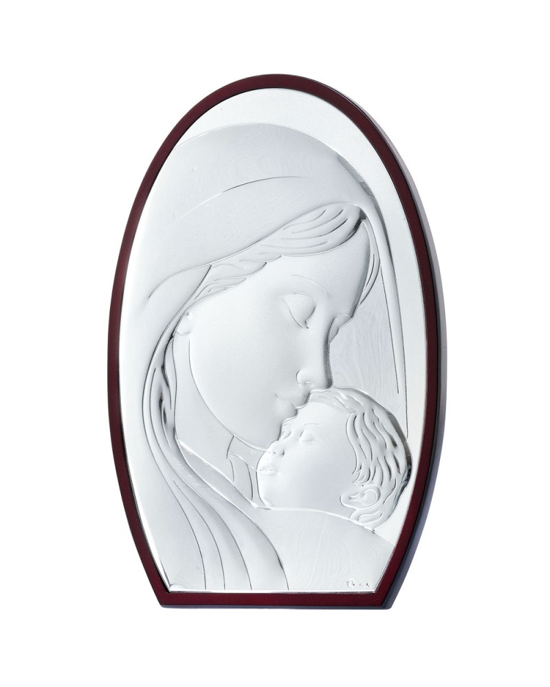 Εικόνα Μοντέρνα Παναγία-Χριστός Μπεζ Πλάτη Ασήμι 20x28 - MA-E902-2WH-20X28