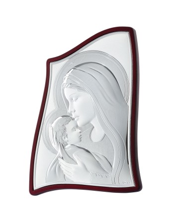 Εικόνα Μοντέρνα Παναγία-Χριστός Καφέ Πλάτη Ασήμι 20x28 - MA-E903-2-20X28