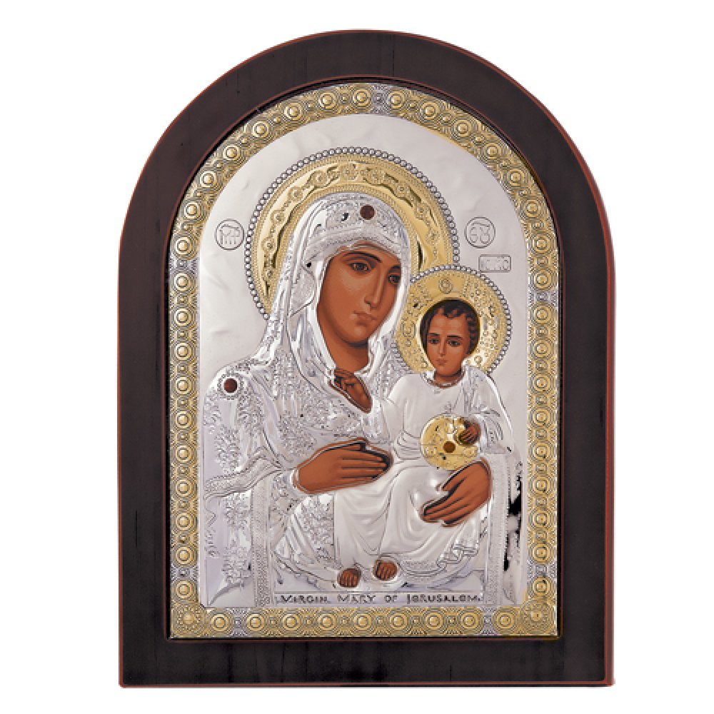 Εικόνα Παναγία Η Ιεροσολυμίτισσα 15x21 Aπό Ασήμι και Ξύλο - MAE1102BX