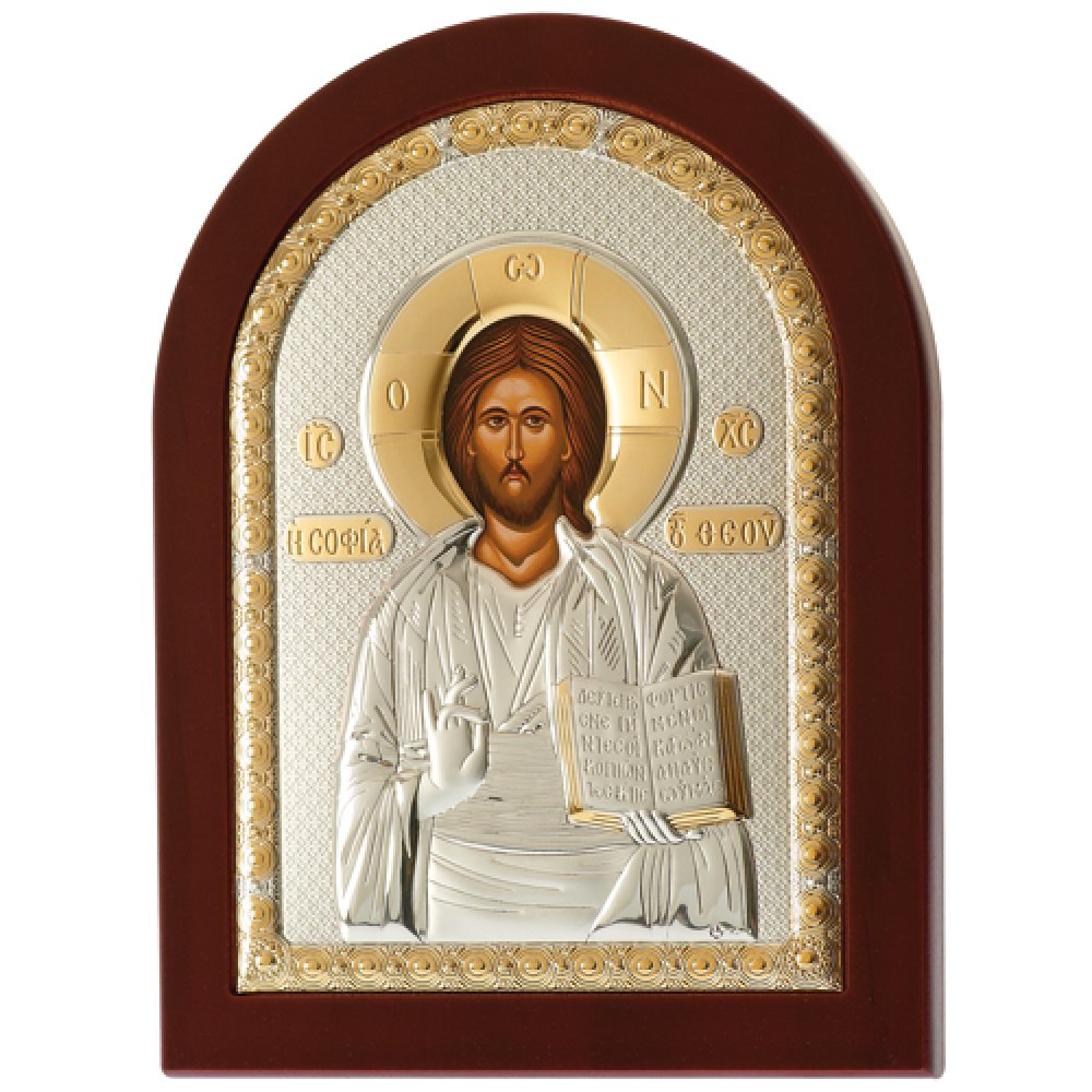 Εικόνα O Χριστός 15x21 Aπό Ασήμι και Ξύλο - MAE1107BX