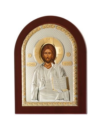 Εικόνα O Χριστός 15x21 Aπό Ασήμι και Ξύλο - MAE1107BX