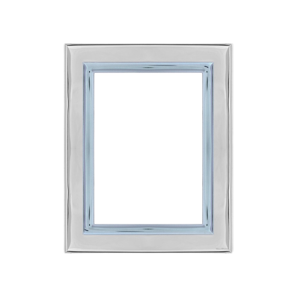 Παιδική Κορνίζα Ασημένια 13x18 Λεία με γαλάζιο Περίγραμμα - MA-463-BC