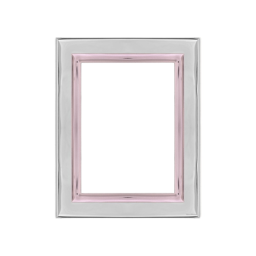 Παιδική Κορνίζα Ασημένια 13x18 Λεία με ροζ Περίγραμμα - MA-463-BR