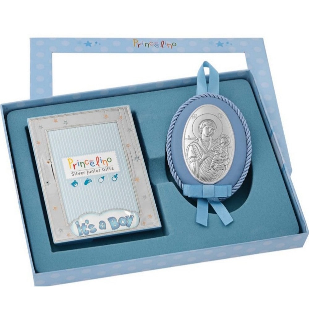 Παιδικό Σετ Κορνίζα-Εικόνα Ασημένια 9x13, "It's a Boy" - MA-S148-3C