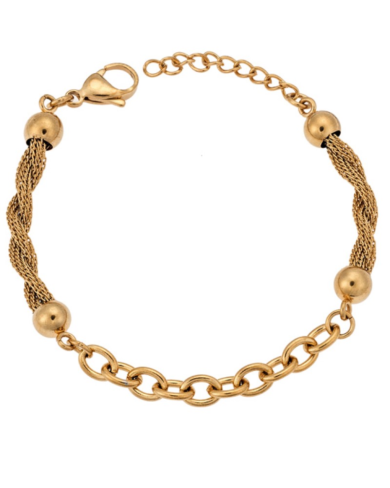 Βραχιόλι PUPPIS Gold Stainless Steel Crystals - PUB12187G