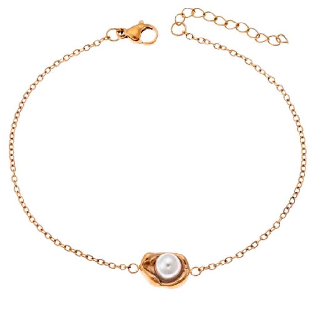 Βραχιόλι PUPPIS Stainless Steel, με πέρλα - PUB20230G