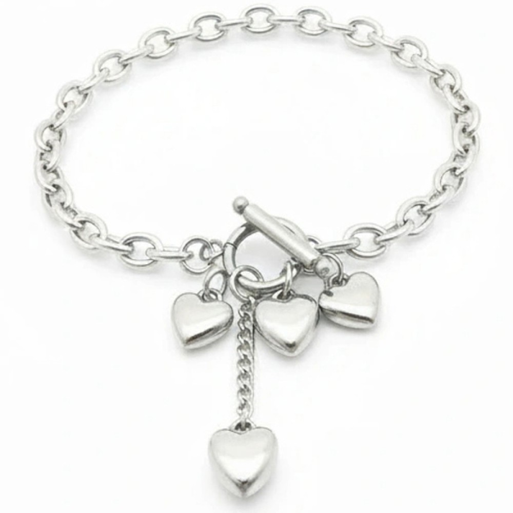 Βραχιόλι PUPPIS Stainless Steel, αλυσίδα με καρδιές - PUB21766S