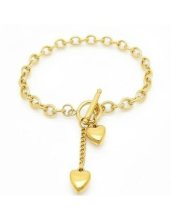 Βραχιόλι PUPPIS Gold Plated Stainless Steel, αλυσίδα με καρδιές - PUB21767G