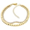 Βραχιόλι PUPPIS Gold Plated Stainless Steel, διπλή καδένα με Strass - PUB70547G