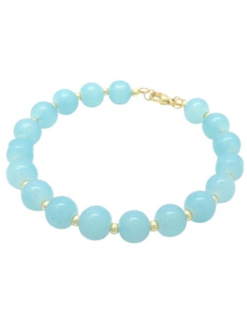 Βραχιόλι PUPPIS Stainless Steel Σταθερό Χρυσό με Τυρκουάζ Πέτρες - PUB88074G