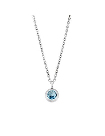 Μενταγιόν PUPPIS Stainless Steel with Aquamarine Stone - PUP10073S