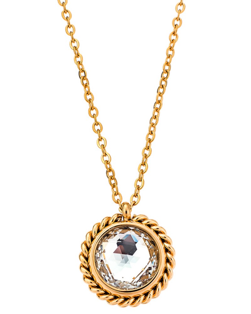 Μενταγιόν PUPPIS Stainless Steel Necklace Crystal White Gold PUP30580G - PUP30580G