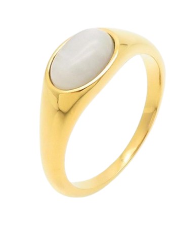 Δαχτυλίδι PUPPIS Gold Stainless Steel, με λευκή πέτρα - PUR10322G