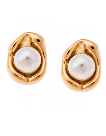 Σκουλαρίκια PUPPIS Gold Plated Stainless Steel With Pearl - PUW20230G