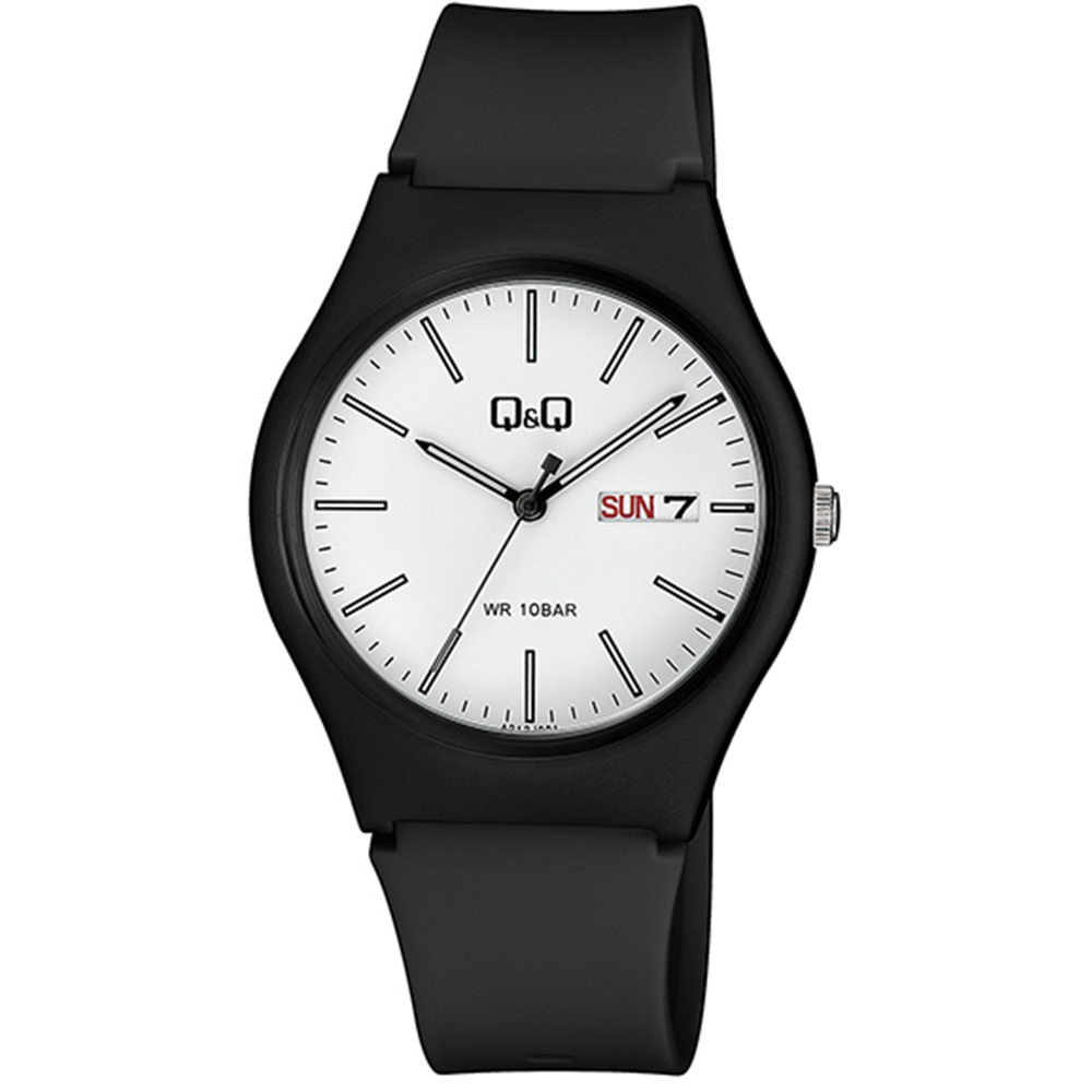 Ρολόι Q&Q Unisex Black με Λουράκι από Καουτσούκ - A212J001Y