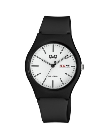 Ρολόι Q&Q Unisex Black με Λουράκι από Καουτσούκ