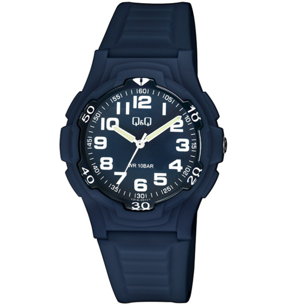 Ρολόι Q&Q Unisex Blue με Λουράκι από Καουτσούκ - V31A-001VY