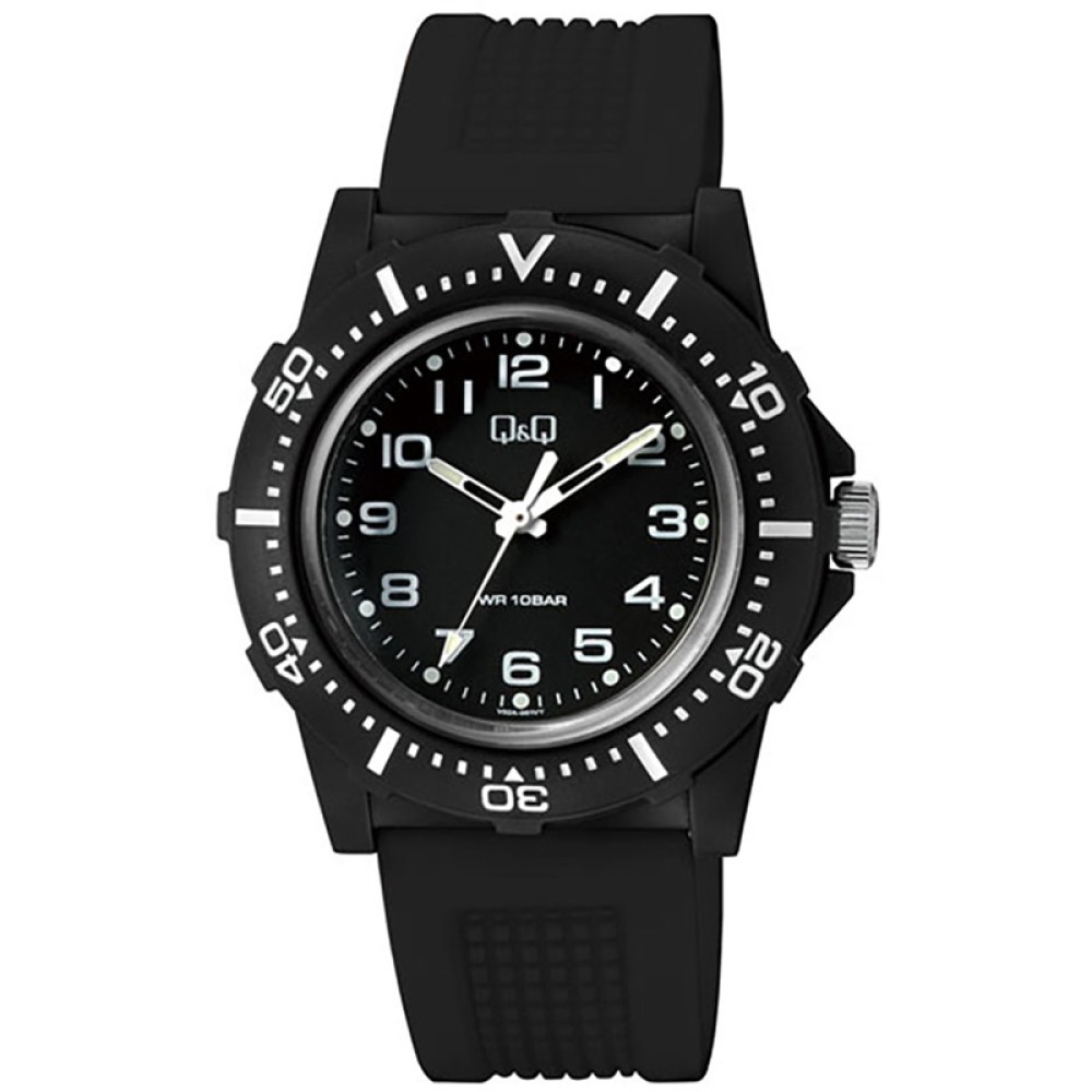 Ρολόι Q&Q Unisex Black με Λουράκι από Καουτσούκ - V32A-001VY
