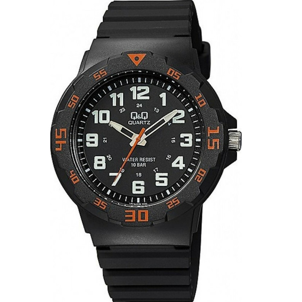 Ρολόι Q&Q Unisex Black με Λουράκι από Καουτσούκ - VR18J008Y