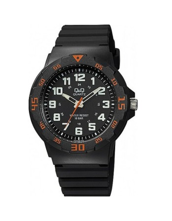 Ρολόι Q&Q Unisex Black με Λουράκι από Καουτσούκ - VR18J008Y