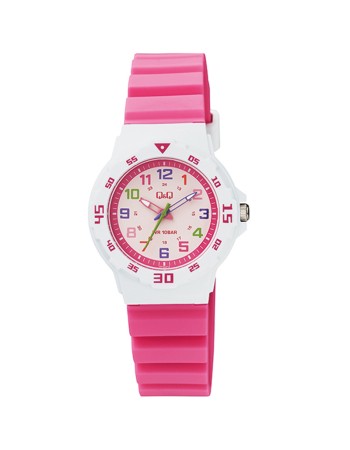 Ρολόι Q&Q Kids Pink με Λουράκι από Καουτσούκ - VR19J012Y