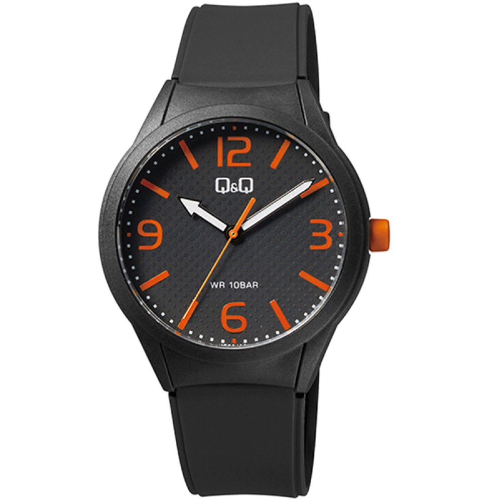 Ρολόι Q&Q Unisex Black με Λουράκι από Καουτσούκ - VR28J028Y