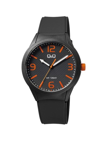 Ρολόι Q&Q Unisex Black με Λουράκι από Καουτσούκ - VR28J028Y
