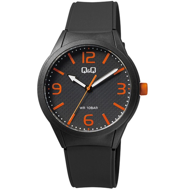 Ρολόι Q&Q Unisex Black με Λουράκι από Καουτσούκ - VR28J028Y