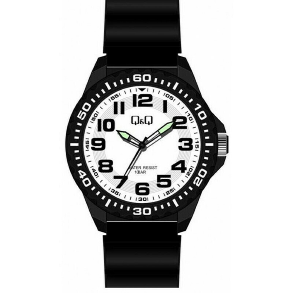 Ρολόι Q&Q Unisex Black με Λουράκι από Καουτσούκ - VS16J006Y