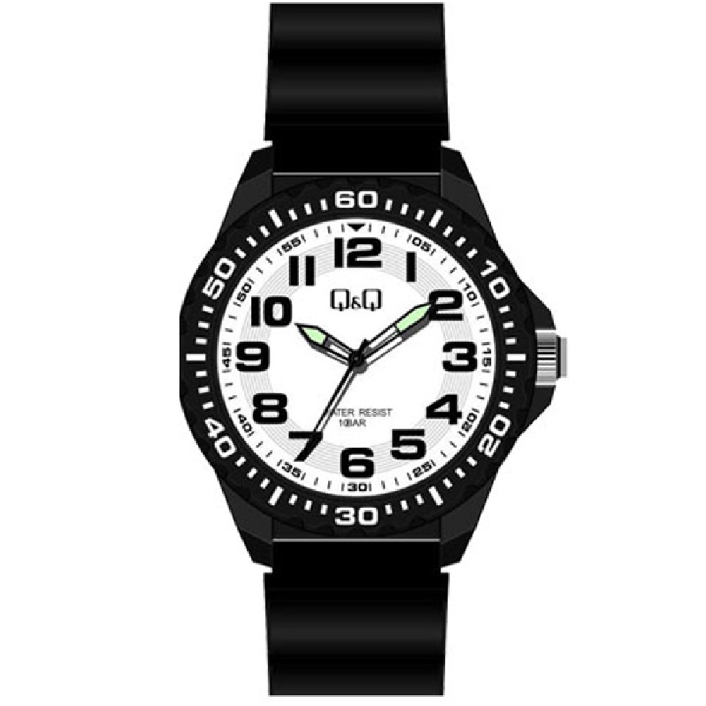 Ρολόι Q&Q Unisex Black με Λουράκι από Καουτσούκ - VS16J006Y