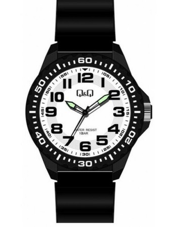 Ρολόι Q&Q Unisex Black με Λουράκι από Καουτσούκ - VS16J006Y
