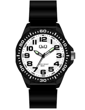 Ρολόι Q&Q Unisex Black με Λουράκι από Καουτσούκ - VS16J006Y