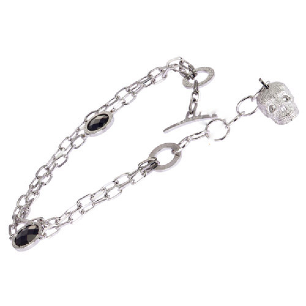 Βραχιόλι Rebecca Manhattan Silver-Black από Ορείχαλκο - BMNBBB03