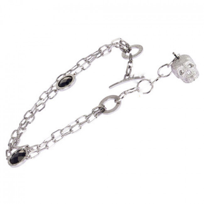 Βραχιόλι Rebecca Manhattan Silver-Black από Ορείχαλκο - BMNBBB03