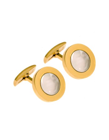 Μανικετόκουμπα Στρογγυλά Χρυσά Με Φίλντισι Senza Men's από Ατσάλι - SSD01341