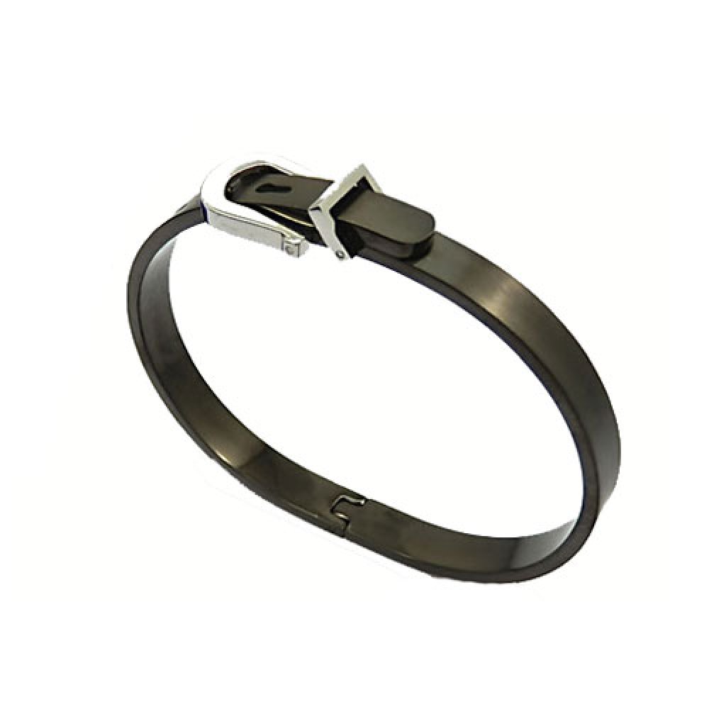 Χειροπέδα "Ζώνη" Senza Black and Silver από Ατσάλι - SSD06739