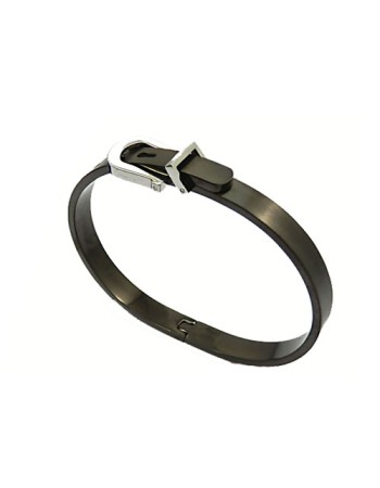 Χειροπέδα "Ζώνη" Senza Black and Silver από Ατσάλι - SSD06739