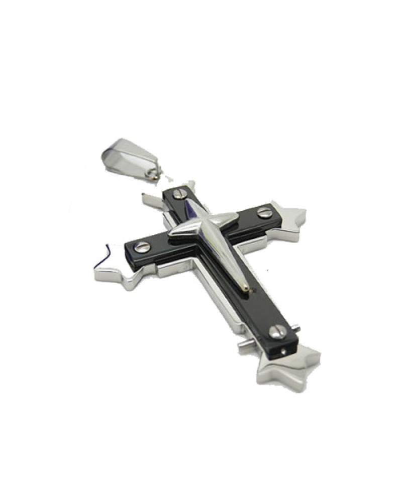 Σταυρός Senza από Ατσάλι Silver-Black - SSD11173