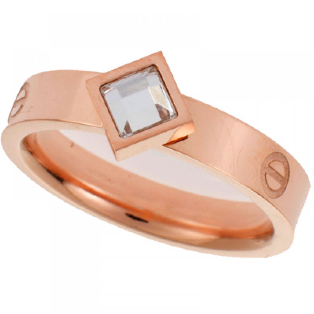 Δαχτυλίδι Με Τετράγωνη Πέτρα Senza Rose Gold από Ατσάλι - SSD1214