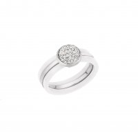 Δαχτυλίδι Λευκό-Ασημί Με Πέτρες SENZA Ceramic Steel - SSD1438