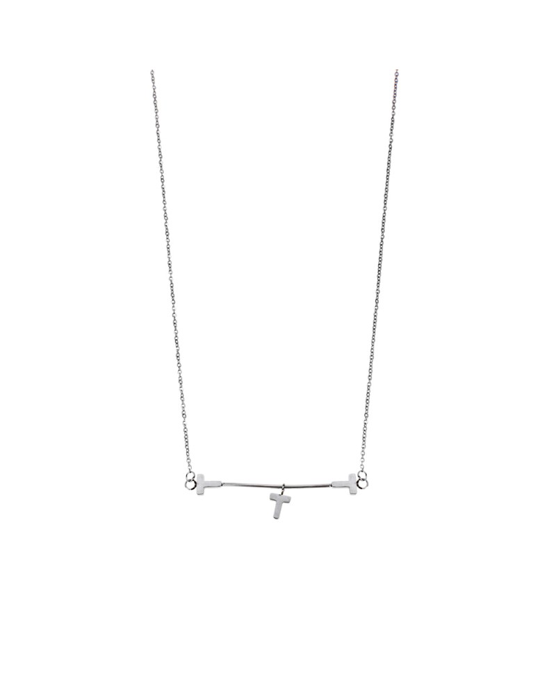 Κολιέ Γυναικείο Ασημί Με Σχέδιο SΕΝΖΑ Steel - SSD2226SR