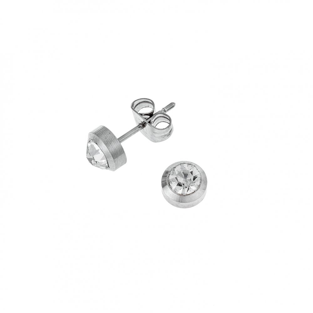 Σκουλαρίκια Με Λευκό Strass Senza από Ατσάλι - SSD23034