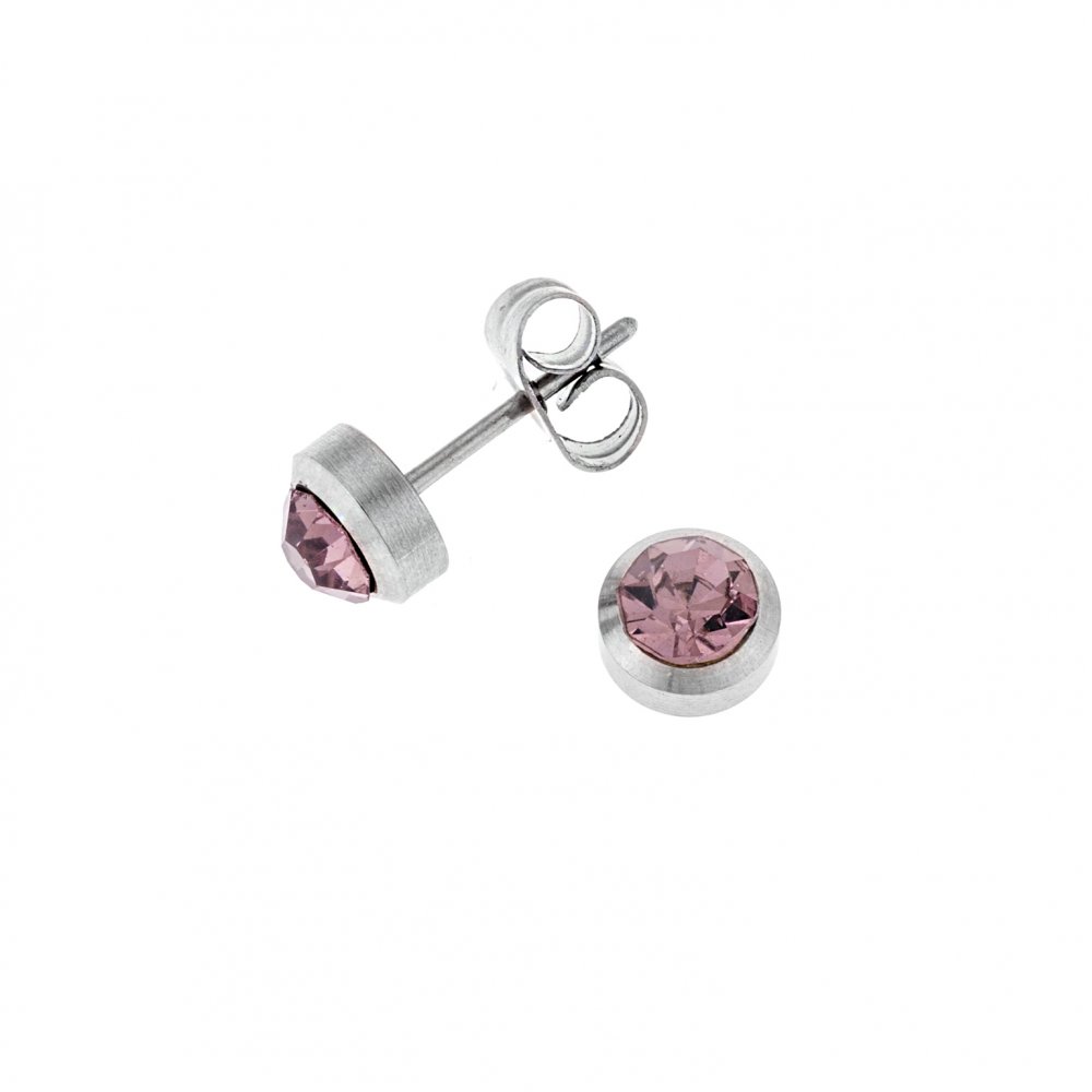 Σκουλαρίκια Με Μωβ Strass Senza από Ατσάλι - SSD23049