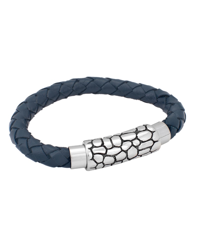 Βραχιόλι Senza Steel Black Leather - SSD25789