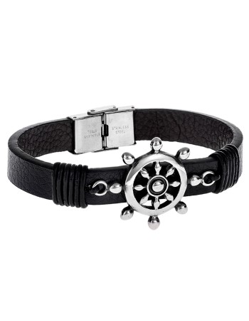 Βραχιόλι Senza Men's Steel Leather Strap - SSD3236