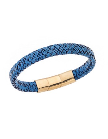 Βραχιόλι Senza Men's Stainless Steel - Blue Leather Strap - SSD3261-2GBL