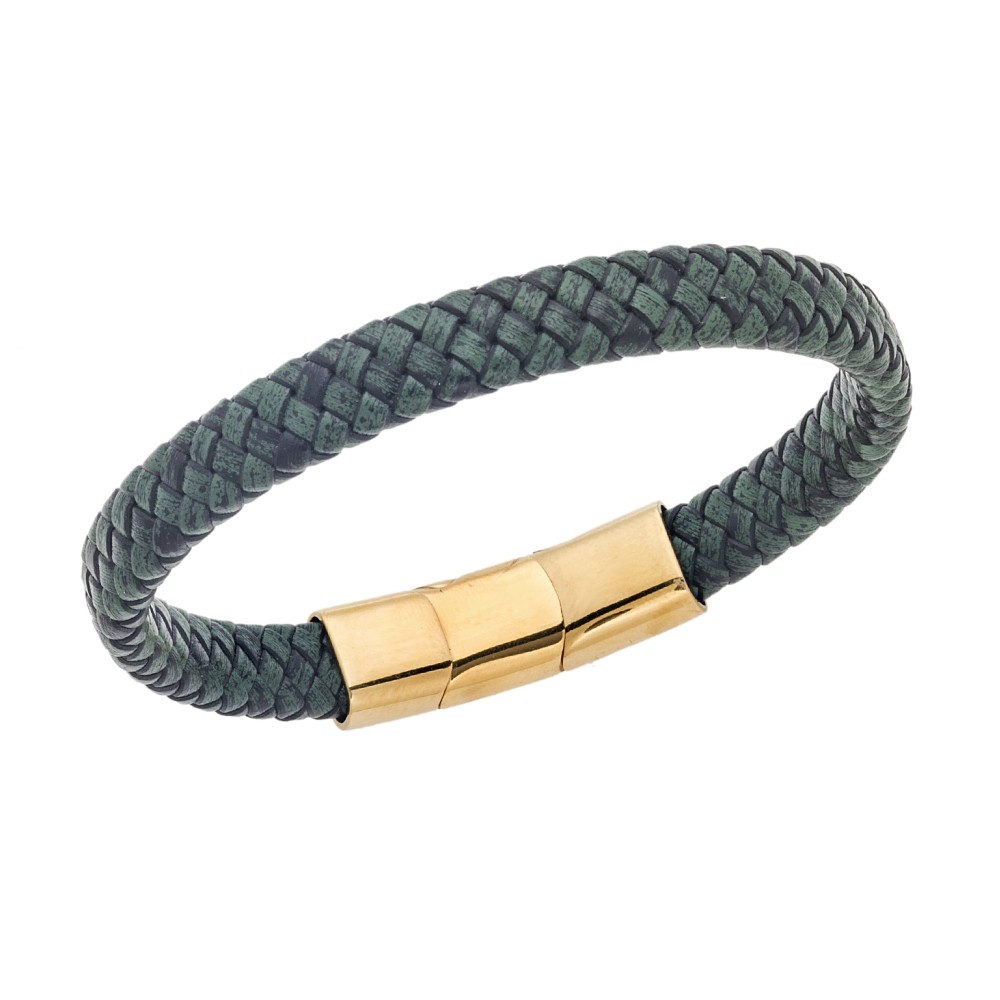 Βραχιόλι Senza Men's Stainless Steel - Chaki Leather Strap - SSD3261-2GCH